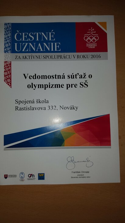 Ocenenie od Slovenského olympijského výboru
