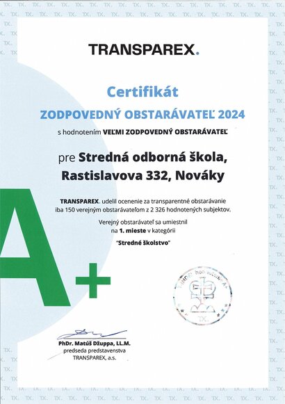 Ocenenie ZODPOVEDNÝ OBSTARÁVATEĽ 2024